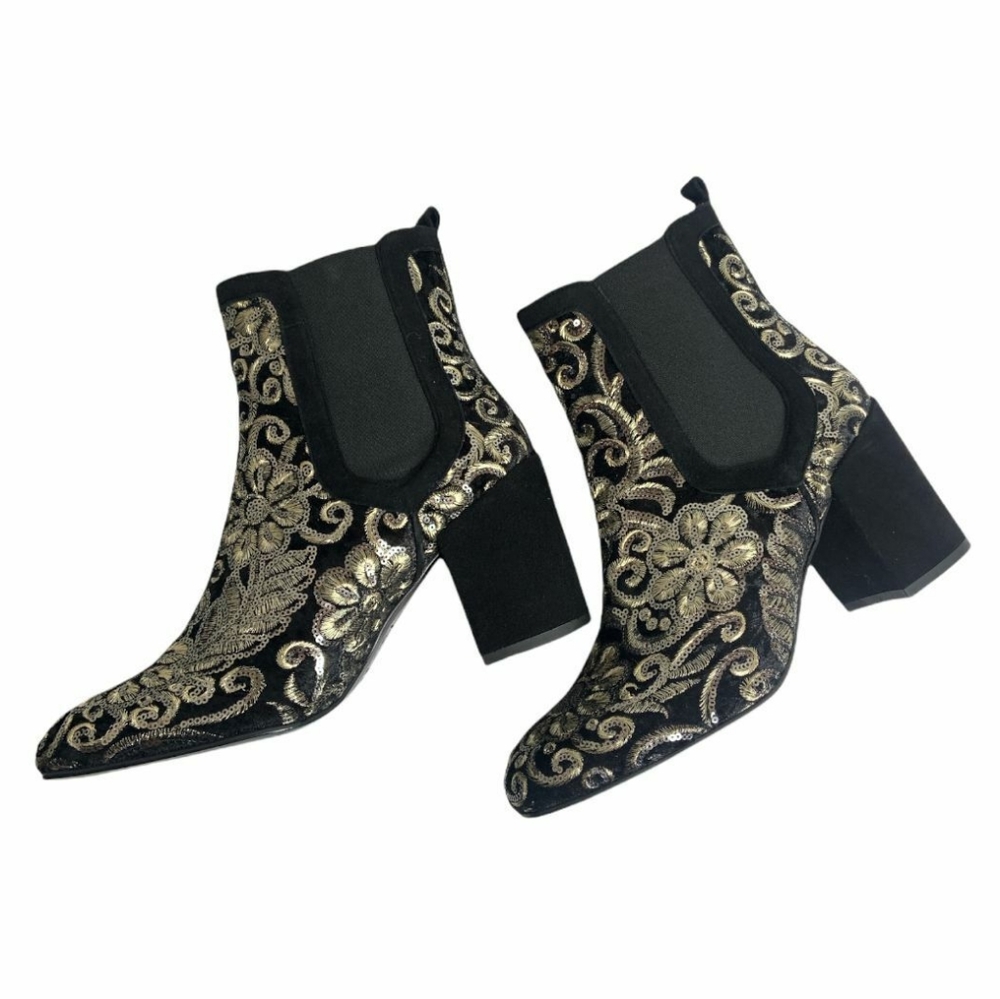 SW gold floral booties